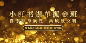 小红书爆单掘金班:自带种草属性+高质量女粉 准备篇+布局篇+规则篇+运营篇-星河网创