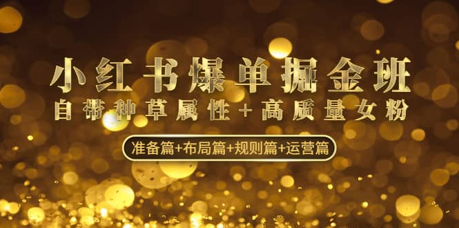 小红书爆单掘金班:自带种草属性+高质量女粉 准备篇+布局篇+规则篇+运营篇-星河网创