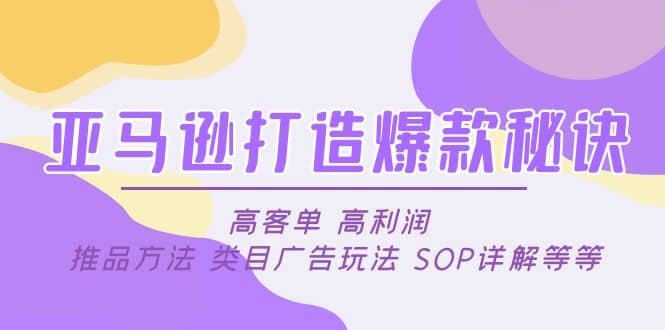 亚马逊打造爆款秘诀：高客单 高利润 推品方法 类目广告玩法 SOP详解等等-星河网创
