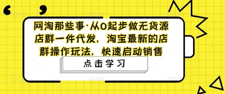 从0起步做无货源店群一件代发，淘宝最新的店群操作玩法，快速启动销售-星河网创