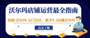 沃尔玛店铺·运营最全指南,挖掘·沃尔玛·入门盲区,新手0-1玩赚沃尔玛-星河网创