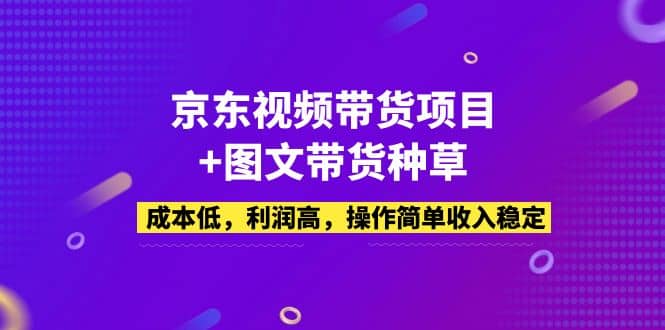 京东视频带货项目+图文带货种草，成本低，利润高，操作简单收入稳定-星河网创