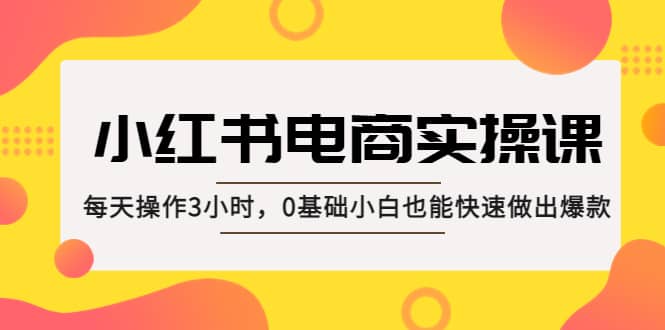 小红书·电商实操课：每天操作3小时，0基础小白也能快速做出爆款-星河网创