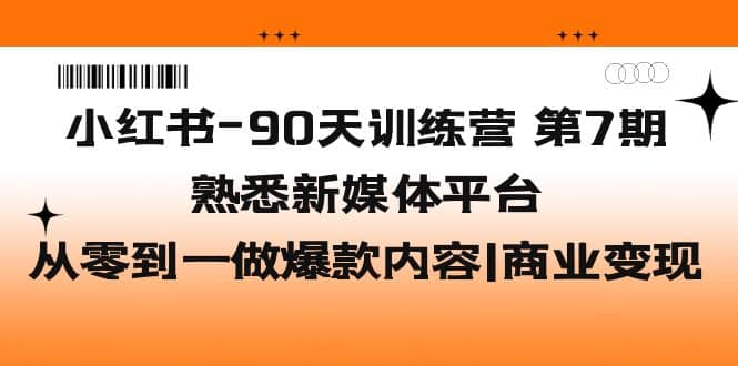 小红书-90天训练营-第7期，熟悉新媒体平台|从零到一做爆款内容|商业变现-星河网创