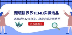 跨境拼多多TEMU实操选品运营方法，选品避坑12条标准，爆款的底层思路等-星河网创