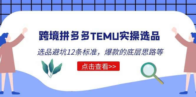 跨境拼多多TEMU实操选品运营方法，选品避坑12条标准，爆款的底层思路等-星河网创