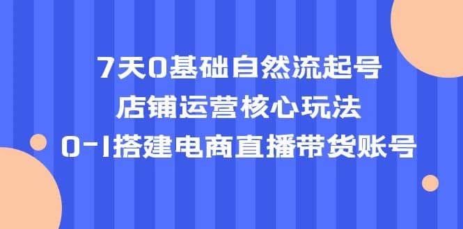 7天0基础自然流起号，店铺运营核心玩法，0-1搭建电商直播带货账号-星河网创