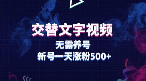 交替文字视频，无需养号，新号一天涨粉500+-星河网创