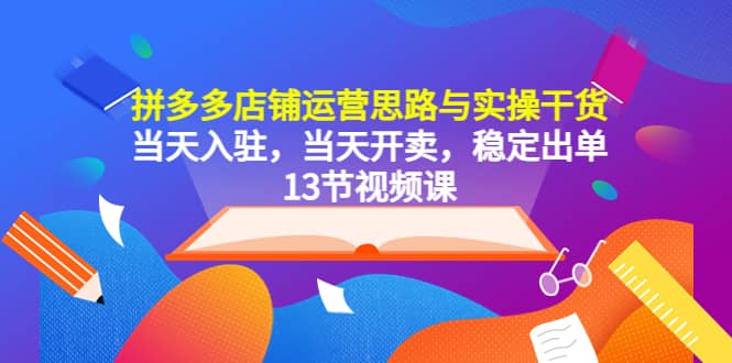 拼多多店铺运营思路与实操干货，当天入驻，当天开卖，稳定出单（13节课）-星河网创