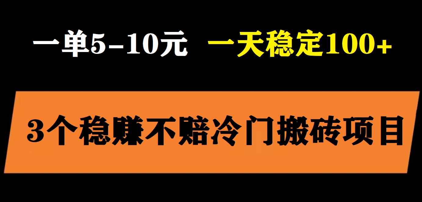 3个最新稳定的冷门搬砖项目，小白无脑照抄当日变现日入过百-星河网创