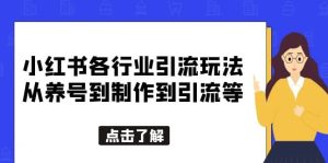 小红书各行业引流玩法，从养号到制作到引流等，一条龙分享给你-星河网创