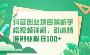 抖音创业项目解析手绘视频详解，引流精准创业粉日100+-星河网创
