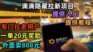 滴滴隐藏拉新项目，专门拉老用户一单20-50元奖励，提供入口和玩法教程-星河网创