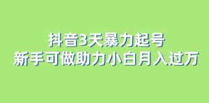 抖音3天暴力起号新手可做助力小白月入过万-星河网创