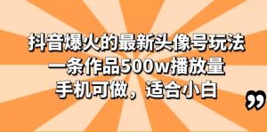 抖音爆火的最新头像号玩法，一条作品500w播放量，手机可做，适合小白-星河网创