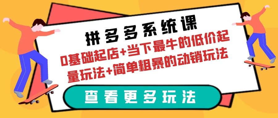 拼多多系统课：0基础起店+当下最牛的低价起量玩法+简单粗暴的动销玩法-星河网创