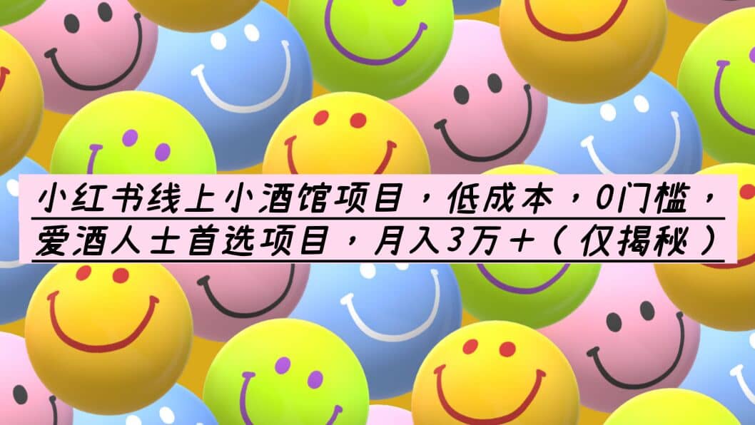 小红书线上小酒馆项目，低成本，0门槛，爱酒人士首选项目，月入3万＋-星河网创
