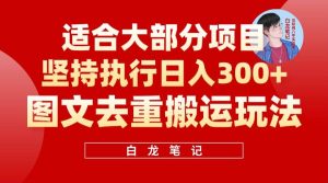 【白龙笔记】图文去重搬运玩法，坚持执行日入300+，适合大部分项目（附带去重参数）-星河网创