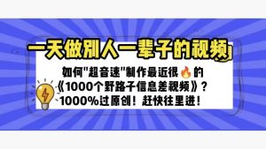 一天做完别一辈子的视频 制作最近很火的《1000个野路子信息差》100%过原创-星河网创