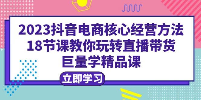 2023抖音电商核心经营方法：18节课教你玩转直播带货，巨量学精品课-星河网创