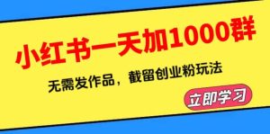 小红书一天加1000群，无需发作品，截留创业粉玩法 （附软件）-星河网创