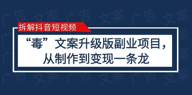 拆解抖音短视频：“毒”文案升级版副业项目，从制作到变现（教程+素材）-星河网创