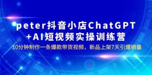 peter抖音小店ChatGPT+AI短视频实训 10分钟做一条爆款带货视频 7天引爆销量-星河网创