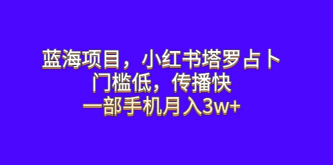 蓝海项目，小红书塔罗占卜，门槛低，传播快，一部手机月入3w+-星河网创
