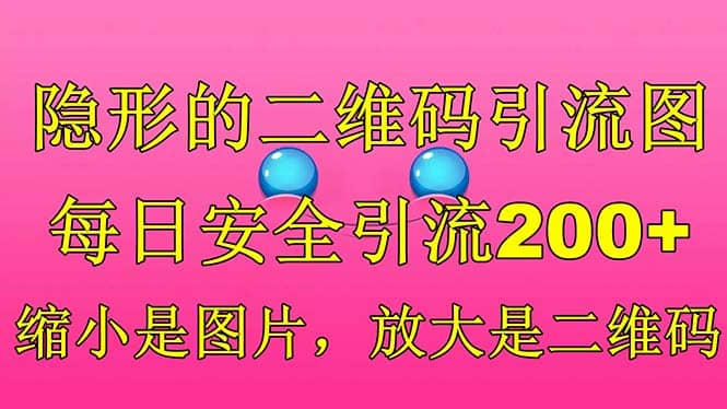 隐形的二维码引流图，缩小是图片，放大是二维码，每日安全引流200+-星河网创