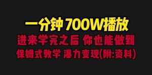 一分钟700W播放 进来学完 你也能做到 保姆式教学 暴力变现（教程+83G素材）-星河网创