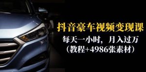 抖音豪车视频变现分享课：每天一小时，月入过万（教程+4986张素材）-星河网创