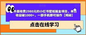 外面收费2980元的小红书壁纸掘金项目,单日收益破1000+,一部手机即可操作【揭秘】-星河网创