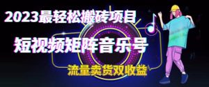 2023最轻松搬砖项目，短视频矩阵音乐号流量收益+卖货收益-星河网创