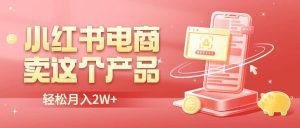 小红书无货源电商0门槛开店，卖这个品轻松实现月入2W-星河网创