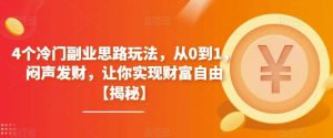 4个冷门副业思路玩法，从0到1，闷声发财，让你实现财富自由【揭秘】-星河网创