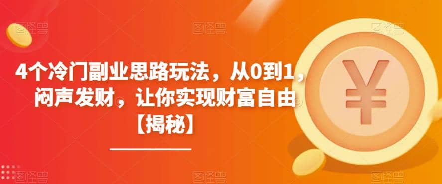 4个冷门副业思路玩法,从0到1,闷声发财,让你实现财富自由【揭秘】-星河网创