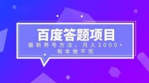 百度答题项目+最新养号方法 月入3000+-星河网创
