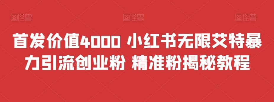 首发价值4000 小红书无限艾特暴力引流创业粉 精准粉揭秘教程-星河网创
