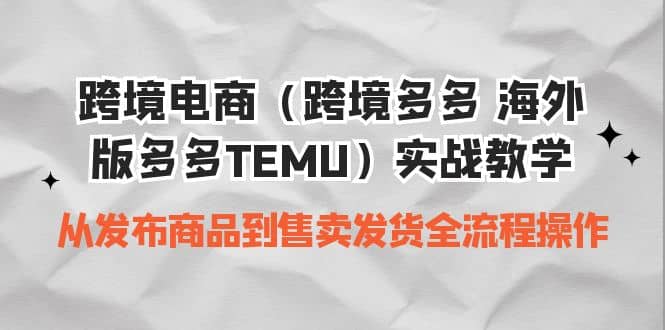 跨境电商（跨境多多 海外版多多TEMU）实操教学 从发布商品到售卖发货全流程-星河网创