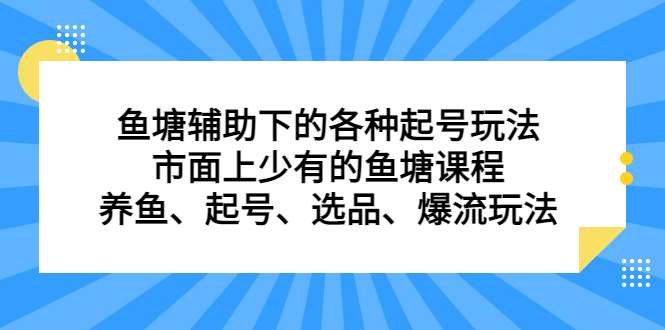 鱼塘辅助下的各种起号玩法，市面上少有的鱼塘课程，养鱼、起号、选品、爆流玩法-星河网创
