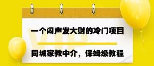 一个闷声发大财的冷门项目,同城家教中介,操作简单,一个月变现7000+,保姆级教程-星河网创