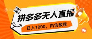 拼多多无人直播不封号玩法，0投入，3天必起，日入1000+-星河网创