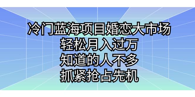 冷门蓝海项目婚恋大市场,轻松月入过万,知道的人不多,抓紧抢占先机-星河网创