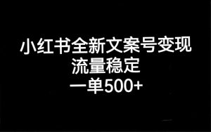 小红书全新文案号变现，流量稳定，一单收入500+-星河网创
