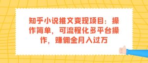 知乎小说推文变现项目：操作简单，可流程化多平台操作，赚佣金月入过万-星河网创