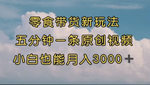 零食带货新玩法，5分钟一条原创视频，新手小白也能轻松月入3000+ （教程）-星河网创