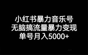 小红书暴力音乐号，无脑搞流量暴力变现，单号月入5000+-星河网创