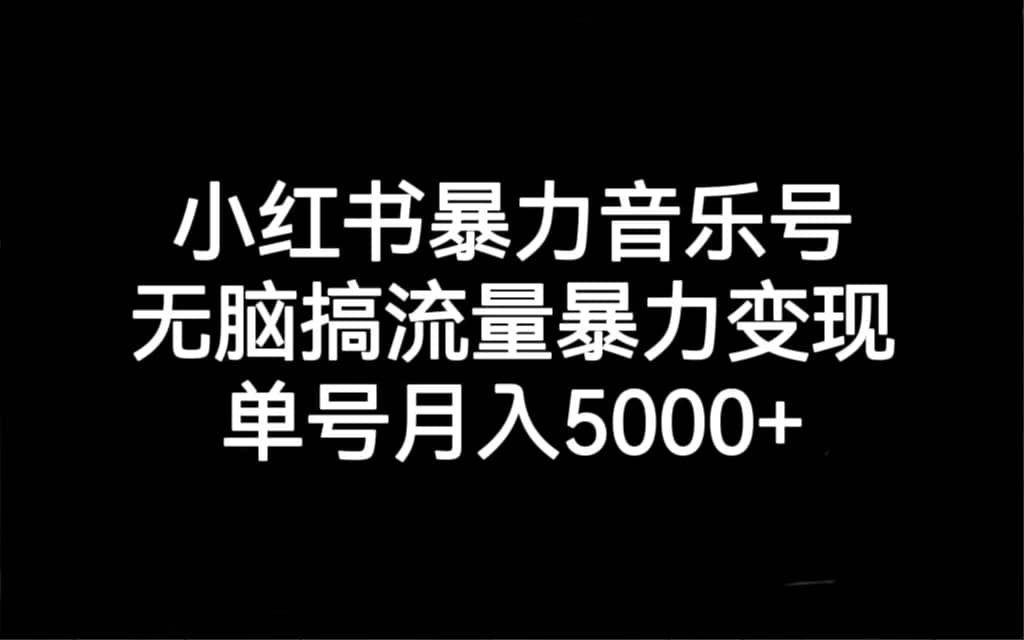 小红书暴力音乐号，无脑搞流量暴力变现，单号月入5000+-星河网创