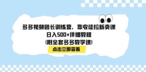 多多视频团长训练营，靠收徒拉新卖课，日入500+详细教程(附全套多多教学课)-星河网创