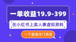 一单收益19.9-399，一个蓝海冷门项目，在小红书上卖人事虚拟资料-星河网创
